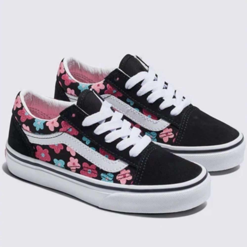 Vans Old Skool Kids 'Glitter - Flower Power' Low Skate Shoes Sneakers, Sz 12